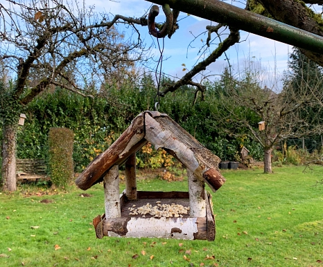 Vogelhaus mit Futter.